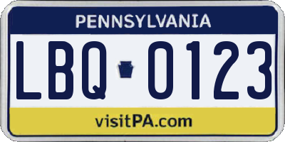 PA license plate LBQ0123