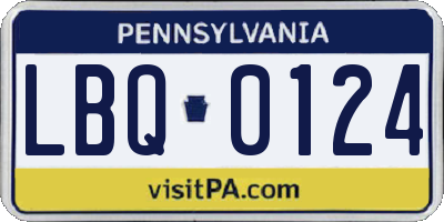 PA license plate LBQ0124