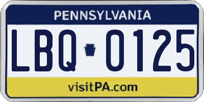 PA license plate LBQ0125