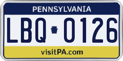 PA license plate LBQ0126
