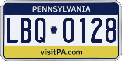 PA license plate LBQ0128