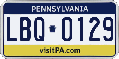 PA license plate LBQ0129