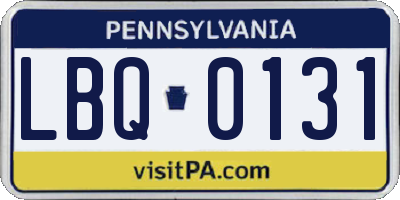 PA license plate LBQ0131