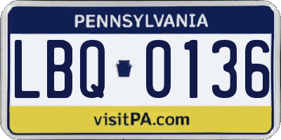 PA license plate LBQ0136