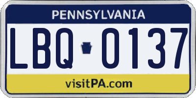 PA license plate LBQ0137