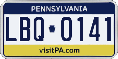 PA license plate LBQ0141