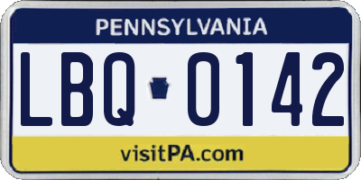 PA license plate LBQ0142