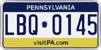 PA license plate LBQ0145