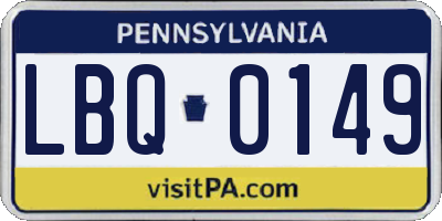 PA license plate LBQ0149