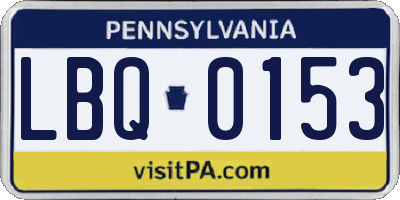 PA license plate LBQ0153