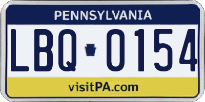 PA license plate LBQ0154