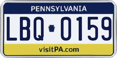 PA license plate LBQ0159