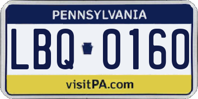 PA license plate LBQ0160
