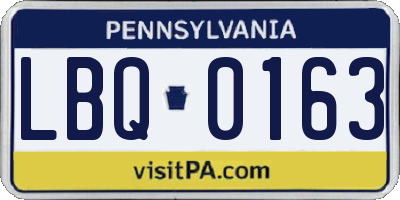 PA license plate LBQ0163