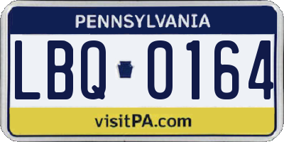 PA license plate LBQ0164