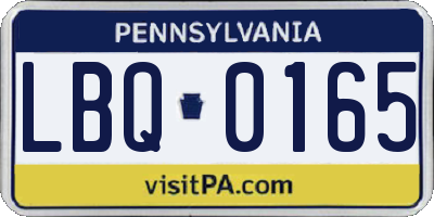 PA license plate LBQ0165