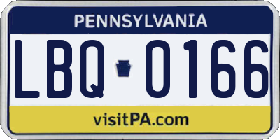 PA license plate LBQ0166