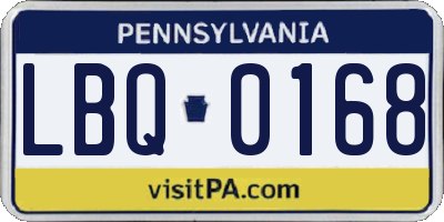 PA license plate LBQ0168