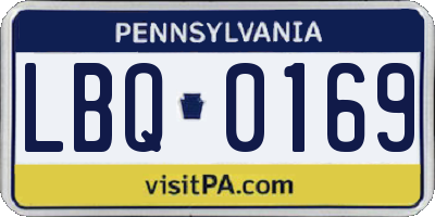 PA license plate LBQ0169