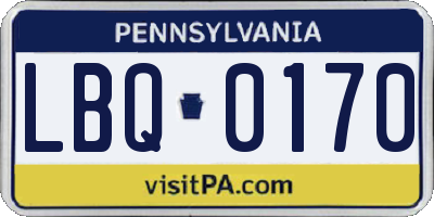 PA license plate LBQ0170