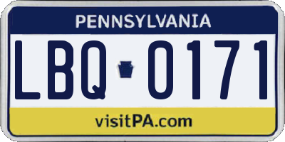 PA license plate LBQ0171