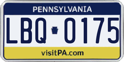 PA license plate LBQ0175
