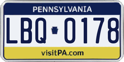 PA license plate LBQ0178