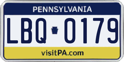 PA license plate LBQ0179
