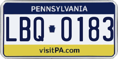 PA license plate LBQ0183