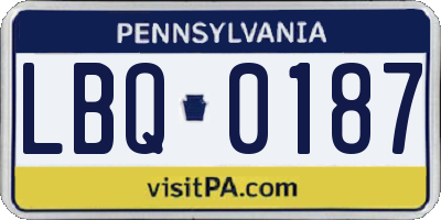 PA license plate LBQ0187