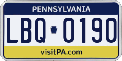PA license plate LBQ0190
