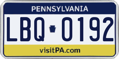 PA license plate LBQ0192