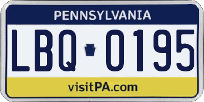 PA license plate LBQ0195