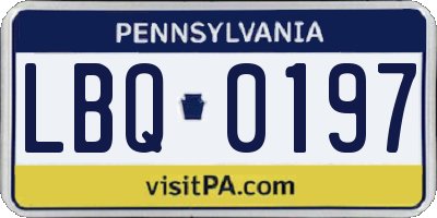 PA license plate LBQ0197