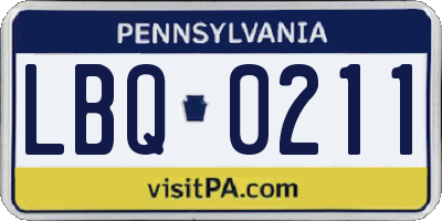 PA license plate LBQ0211