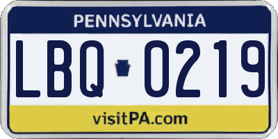 PA license plate LBQ0219
