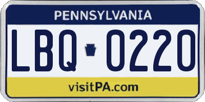 PA license plate LBQ0220