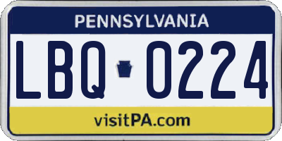 PA license plate LBQ0224