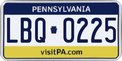 PA license plate LBQ0225