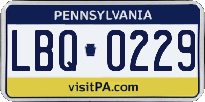 PA license plate LBQ0229