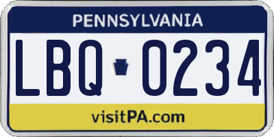 PA license plate LBQ0234