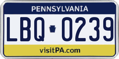 PA license plate LBQ0239