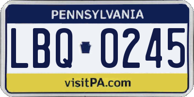 PA license plate LBQ0245