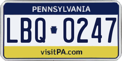 PA license plate LBQ0247