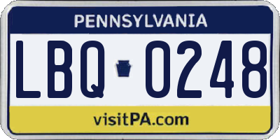 PA license plate LBQ0248