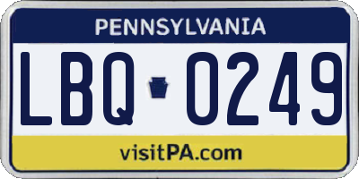 PA license plate LBQ0249