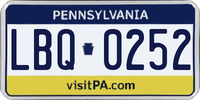 PA license plate LBQ0252