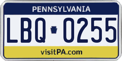 PA license plate LBQ0255