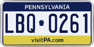 PA license plate LBQ0261