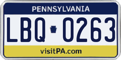 PA license plate LBQ0263
